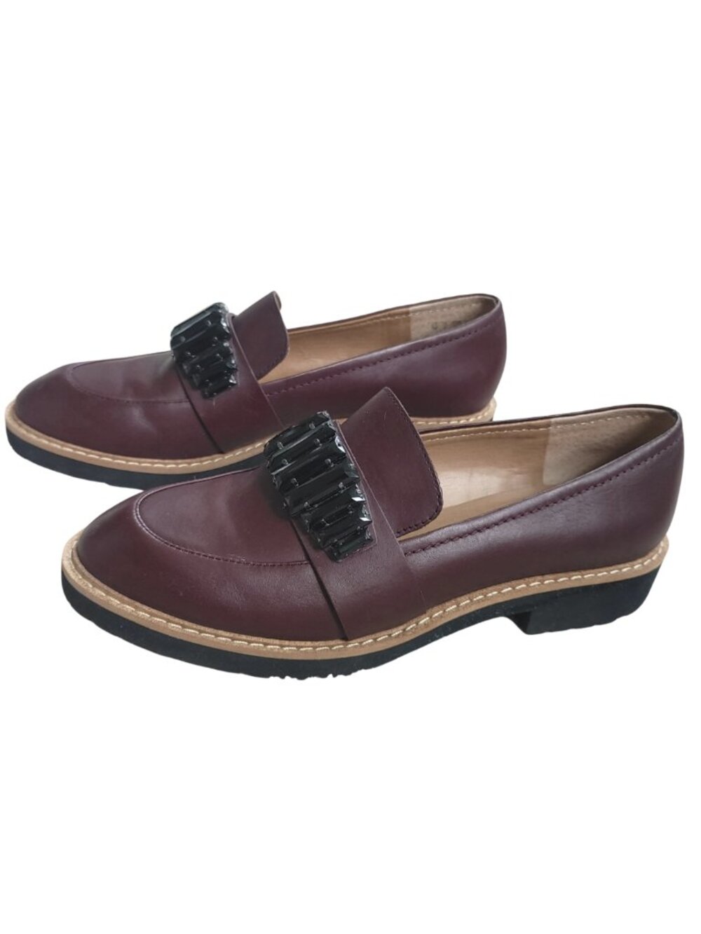 FRANCO SARTO Carver Burgundy Leather Embellished Loafers - Size 7 - Picture 5 of 5